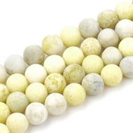 8 mm. natulig, frostet, sennepsgul Jasper/streng